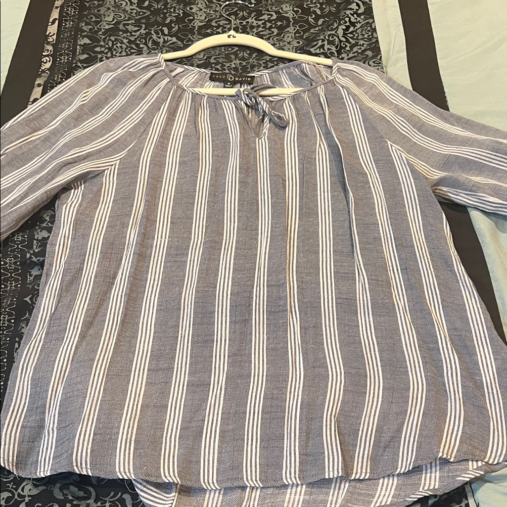 Fred David Blue And White Striped Blouse